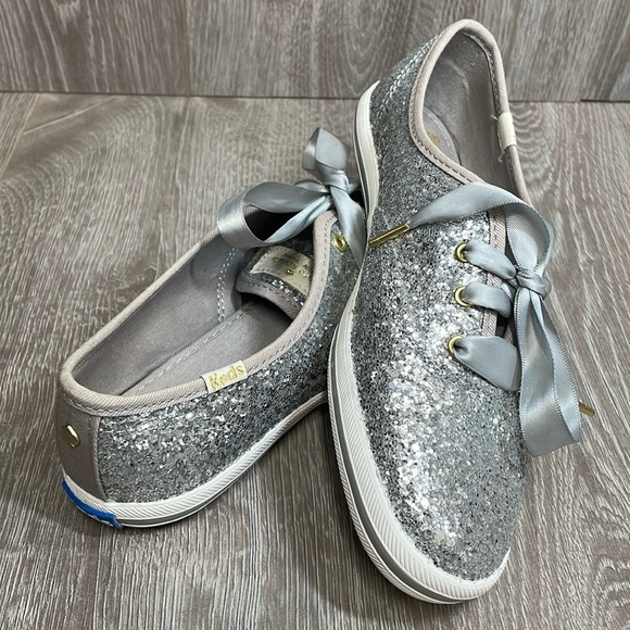 Keds X Kate Spade New York Champion Glitter Sneakers Silver Wedding 6 - Picture 1 of 16
